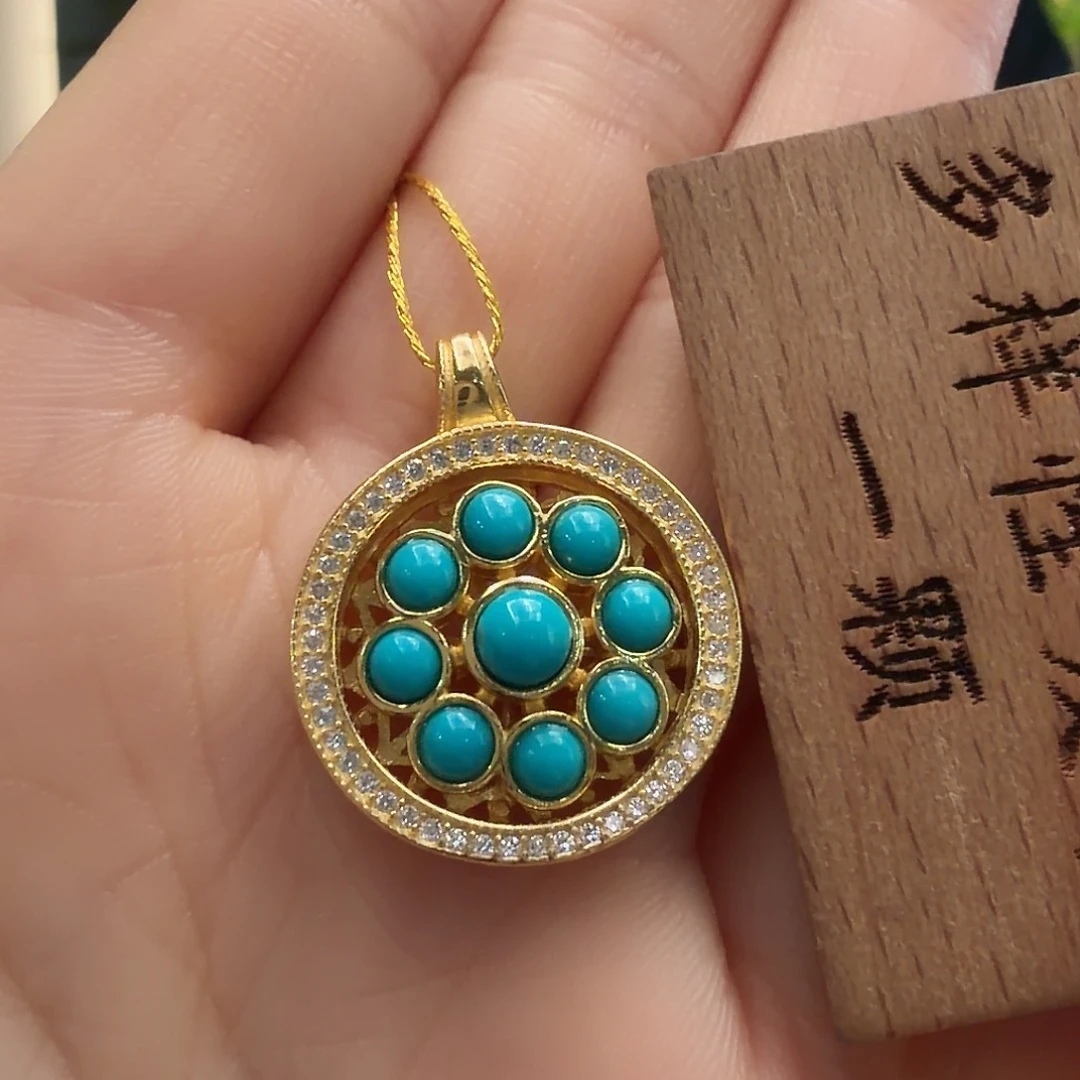 绿松石银S925镶嵌颈饰