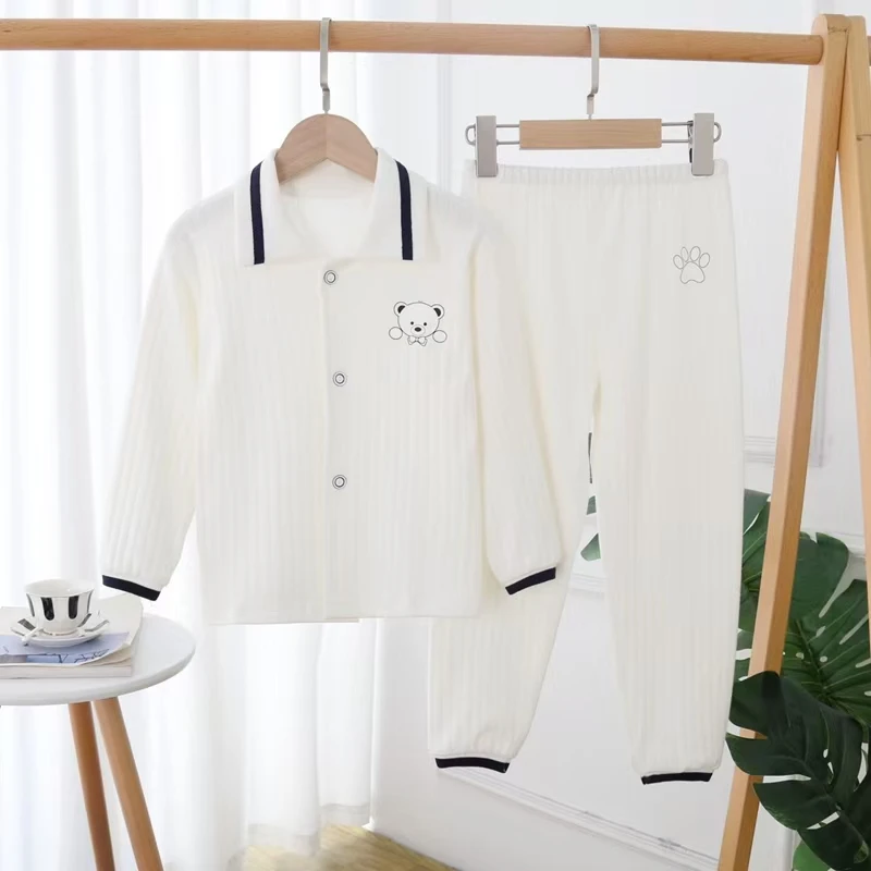 【儿童纯棉套装】长袖卡通套装翻领 男童女宝宝内衣睡衣家居服春秋