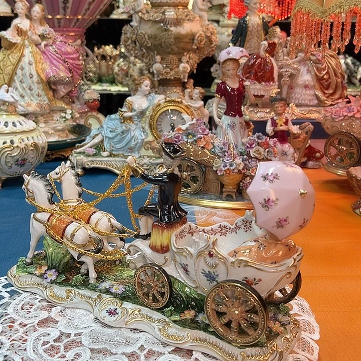 陶瓷迷你小马车 长宽高：33×10×20厘米左右