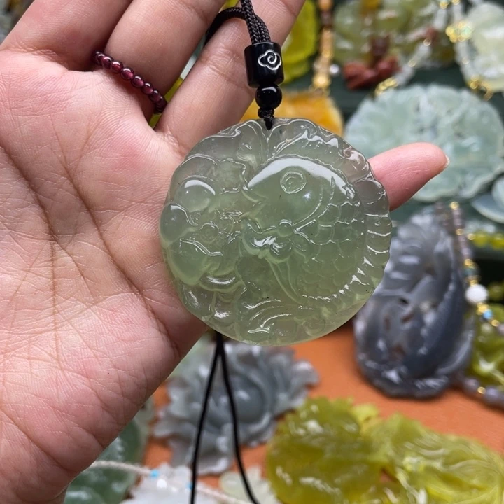 未镶嵌岫玉吊坠毛衣链锁骨链