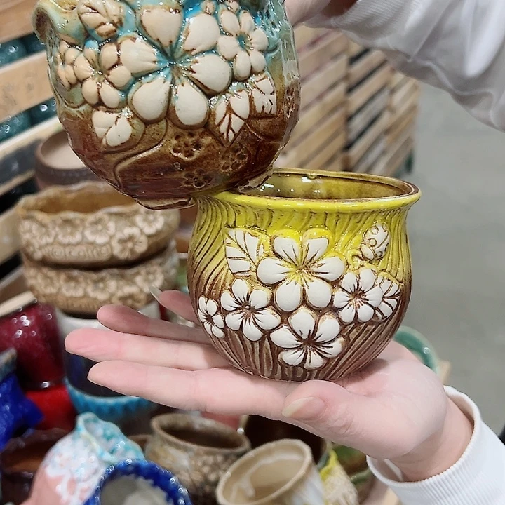 有孔.凑满10元发货多肉陶瓷花盆！