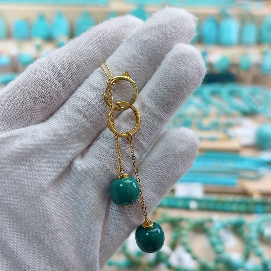 绿松石18K金镶嵌珠宝奇石