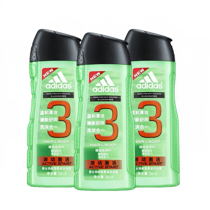 阿迪达斯男士沐浴露/皂男士源动激活香波沐浴露250ml×3瓶