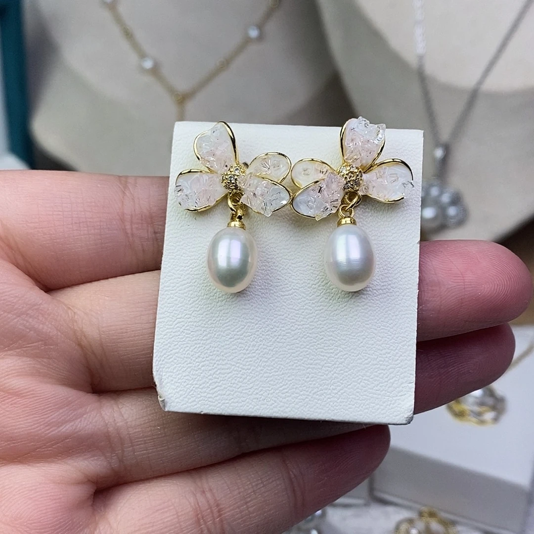 耳饰淡水珍珠银S925镶嵌