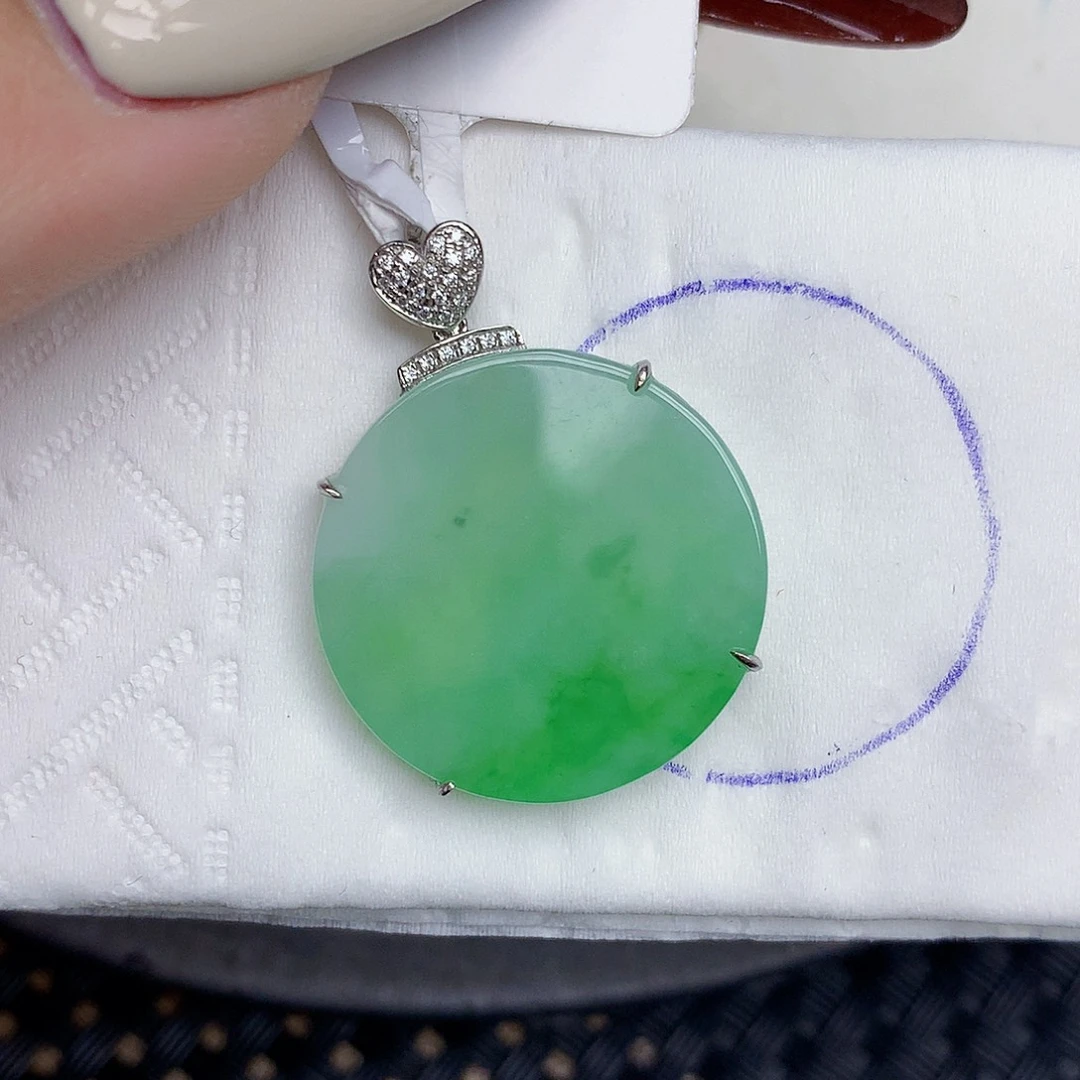 翡翠18K金镶嵌颈饰天然缅甸翡翠a货百元以上9元证书费自理