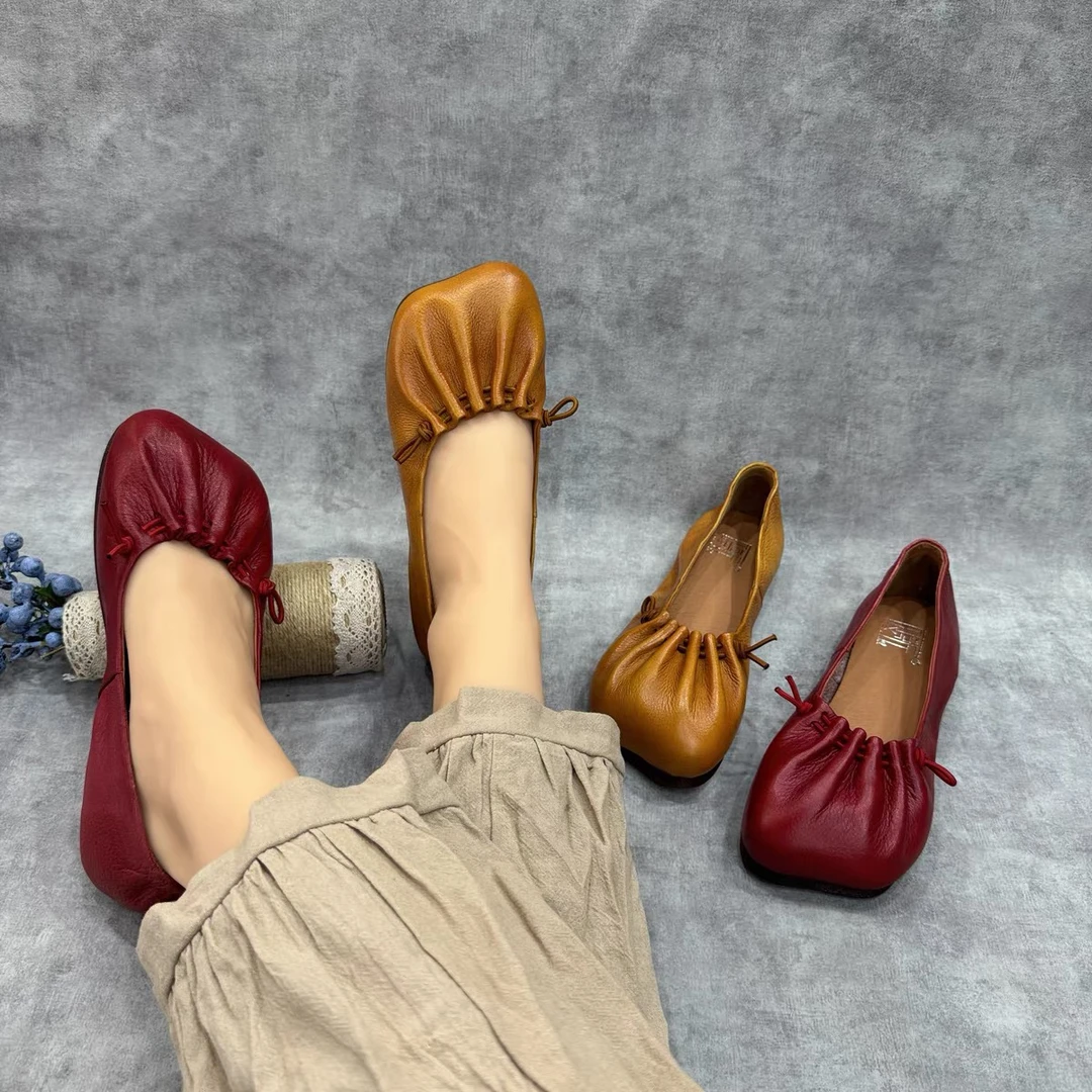 8318-35春夏新款真皮休闲风文艺单鞋豆豆鞋瓢鞋