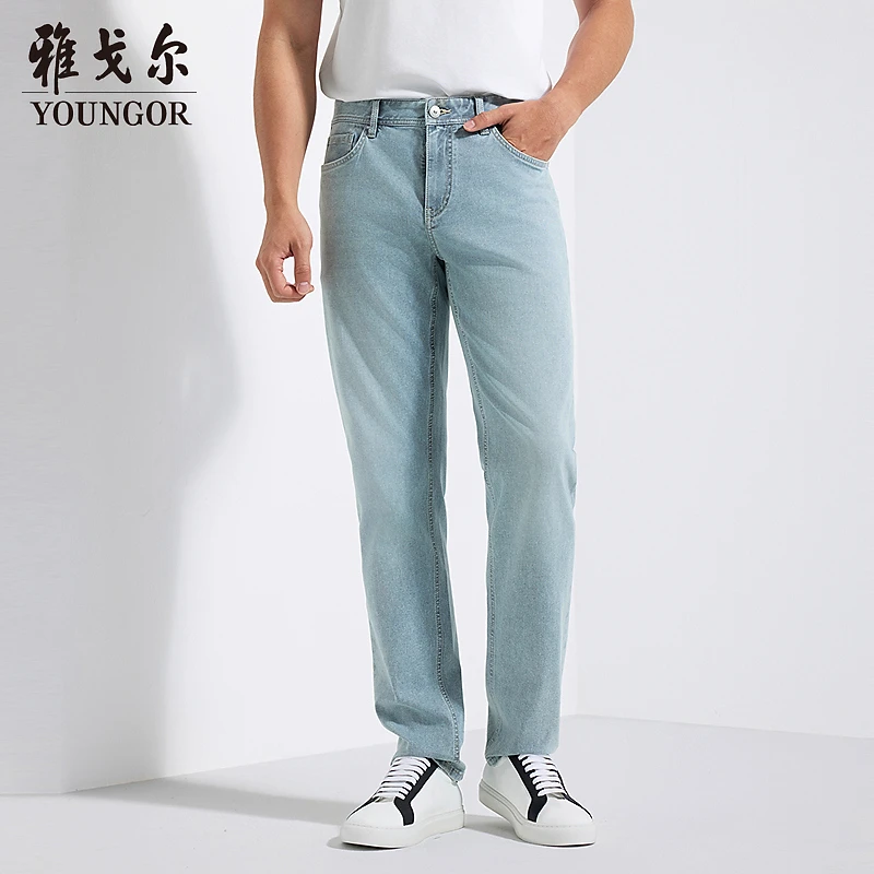 25年新品【商场同款】雅戈尔男士浅灰牛仔裤YCXZ330521EWY
