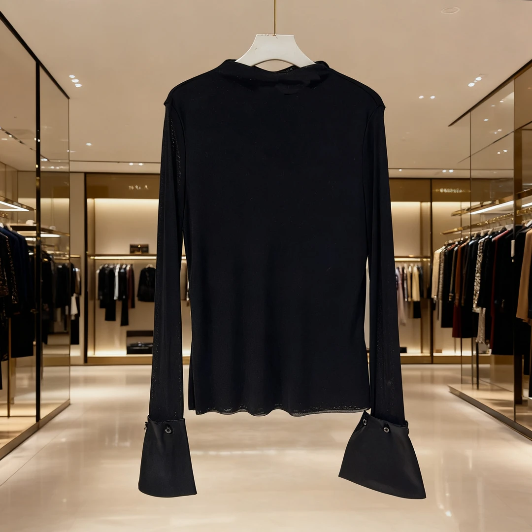 M胸90-150长61极简衬衫设计感套头弹力显瘦修身百搭小衫 3395