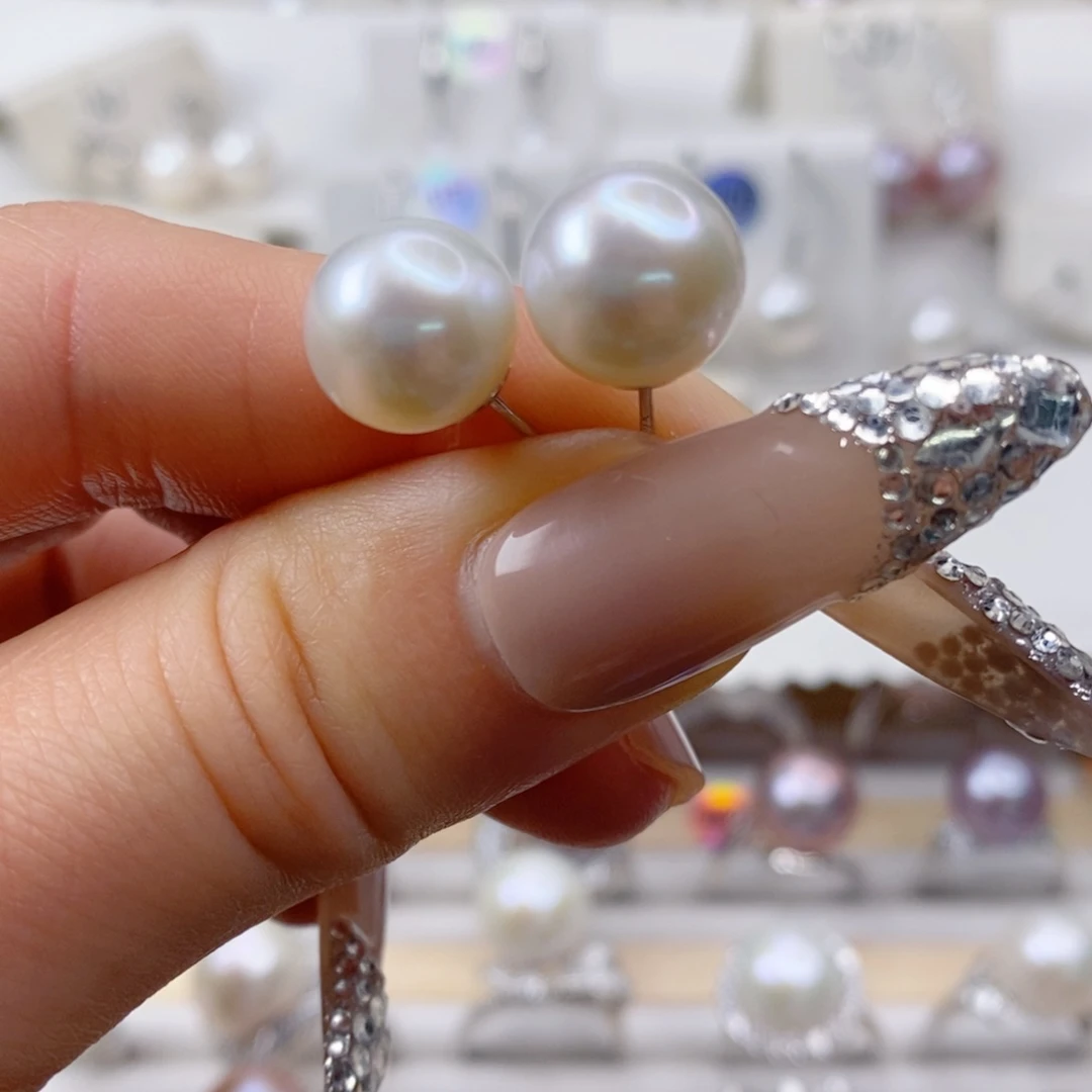 淡水珍珠耳饰银S925镶嵌