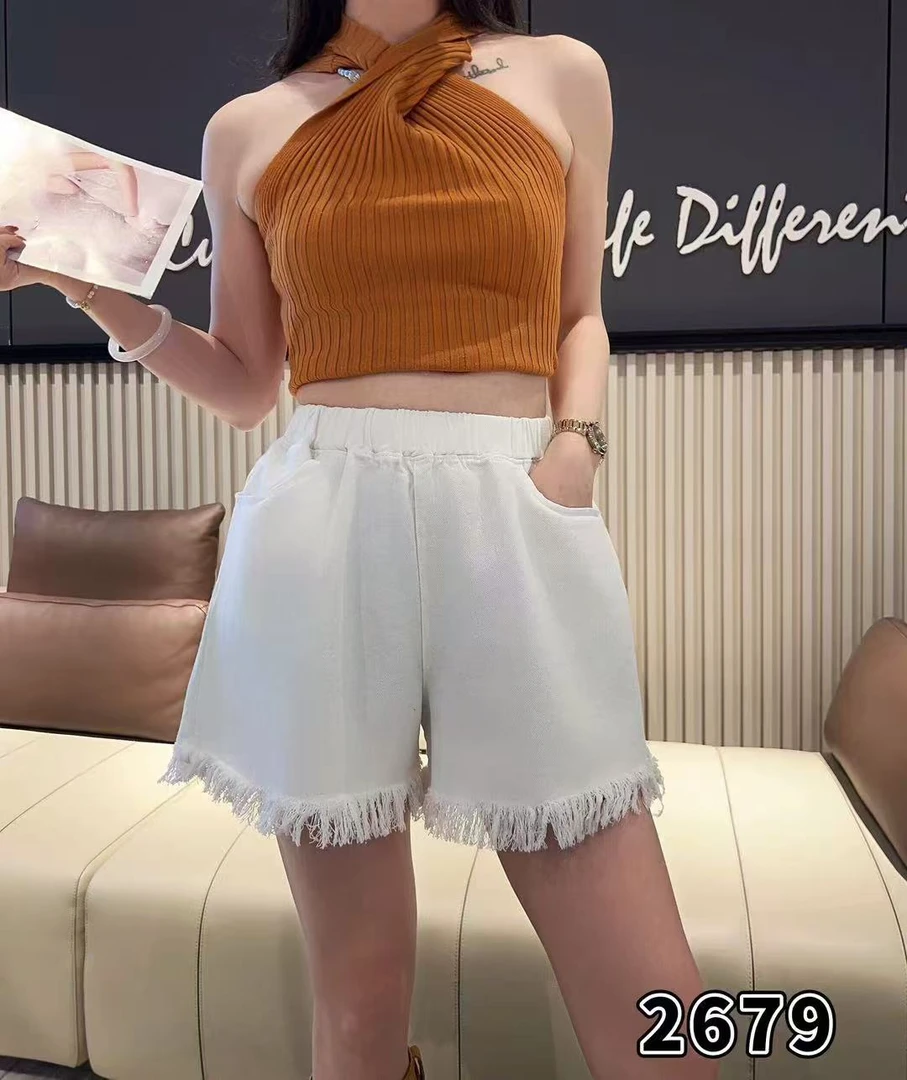 【彤彤家】2679#糖果色毛边斜纹短裤Y/871