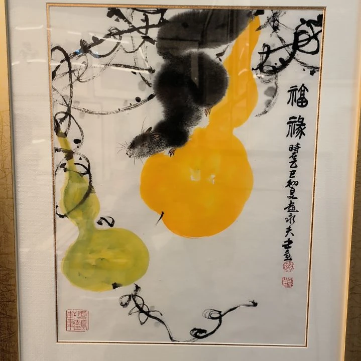 国画画作精品带框发作品