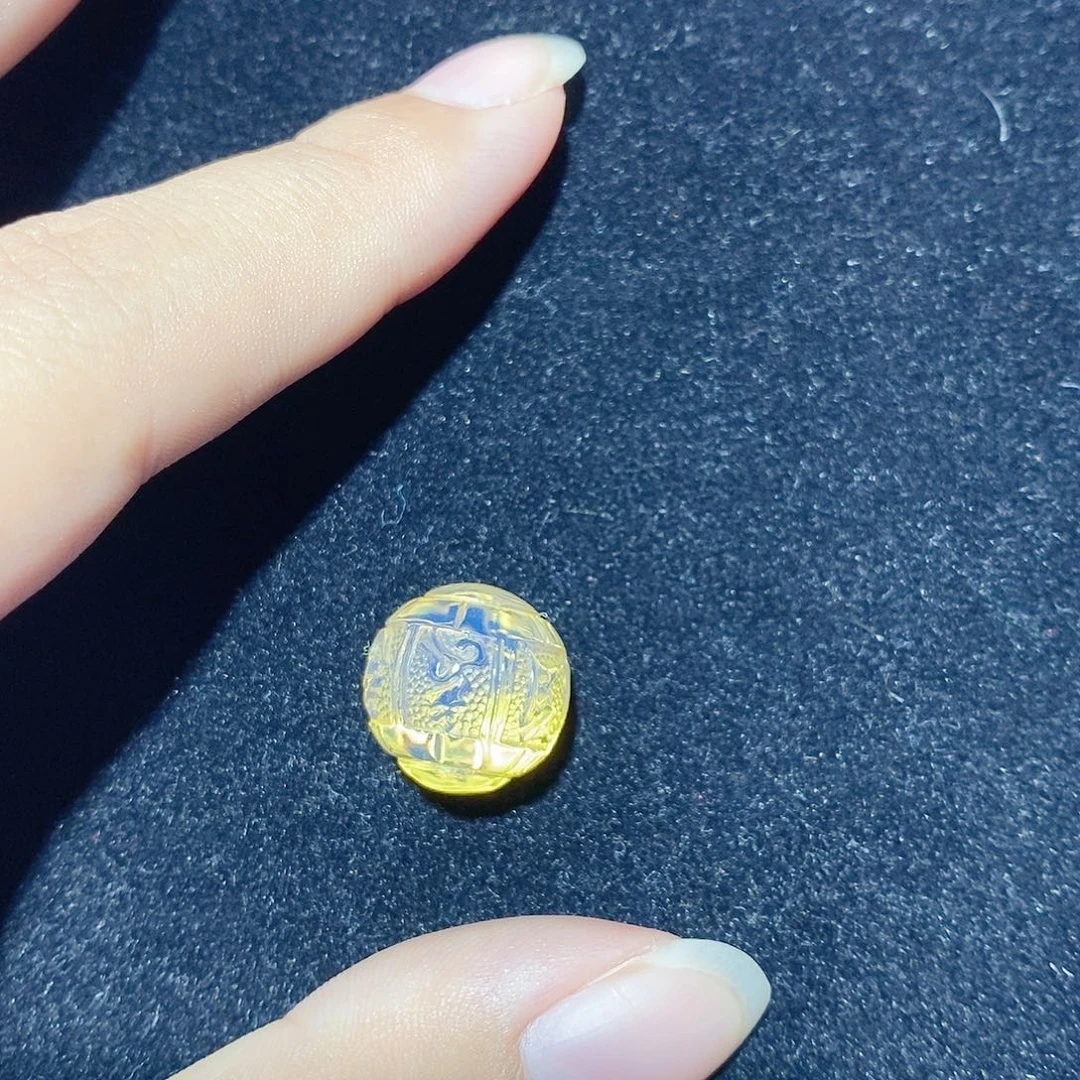 蓝珀未镶嵌珠宝奇石14MM雕刻珠