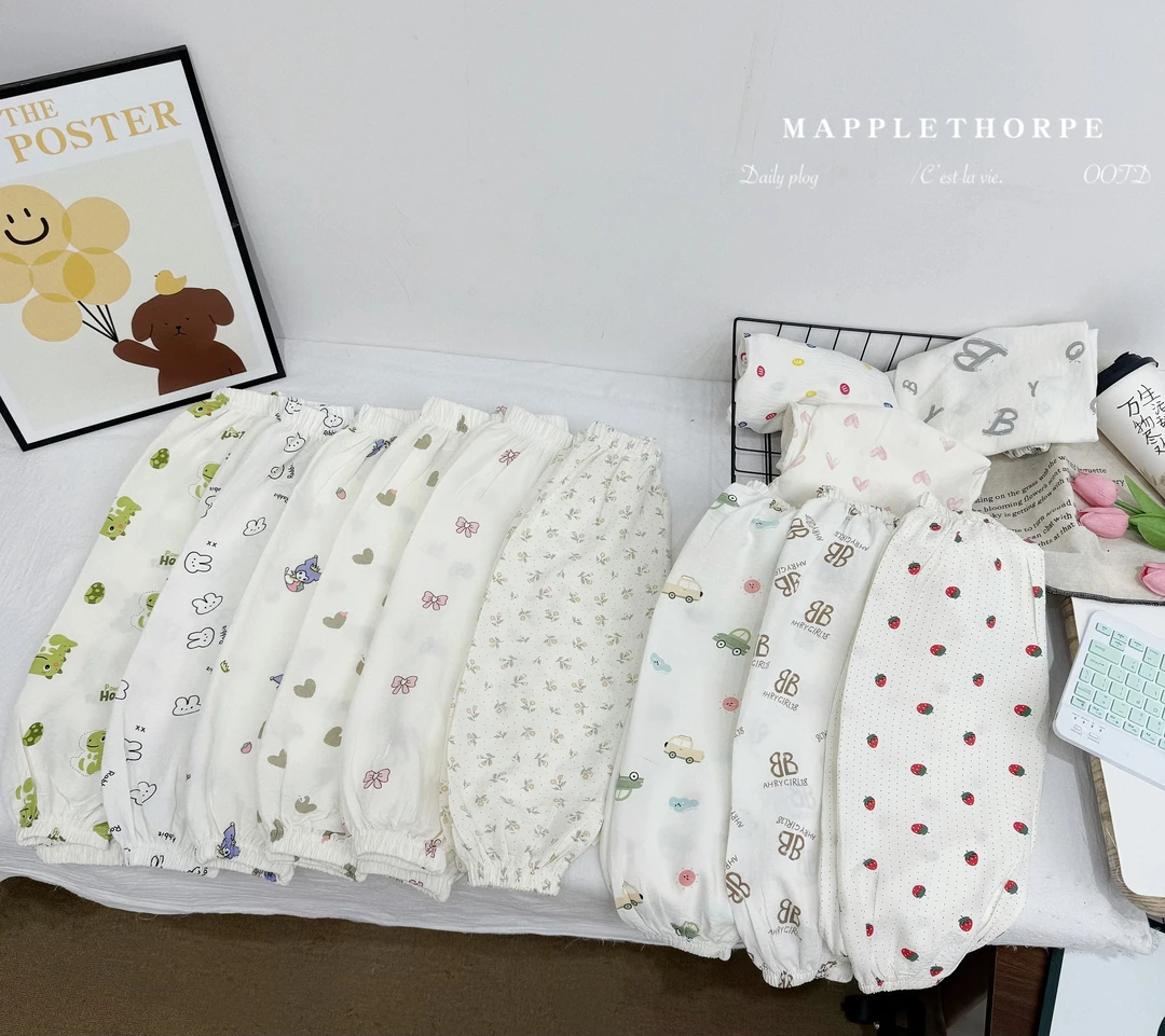 儿童裤子女孩2025新款爆款女童满印碎花夏季云朵棉防蚊裤欧若风