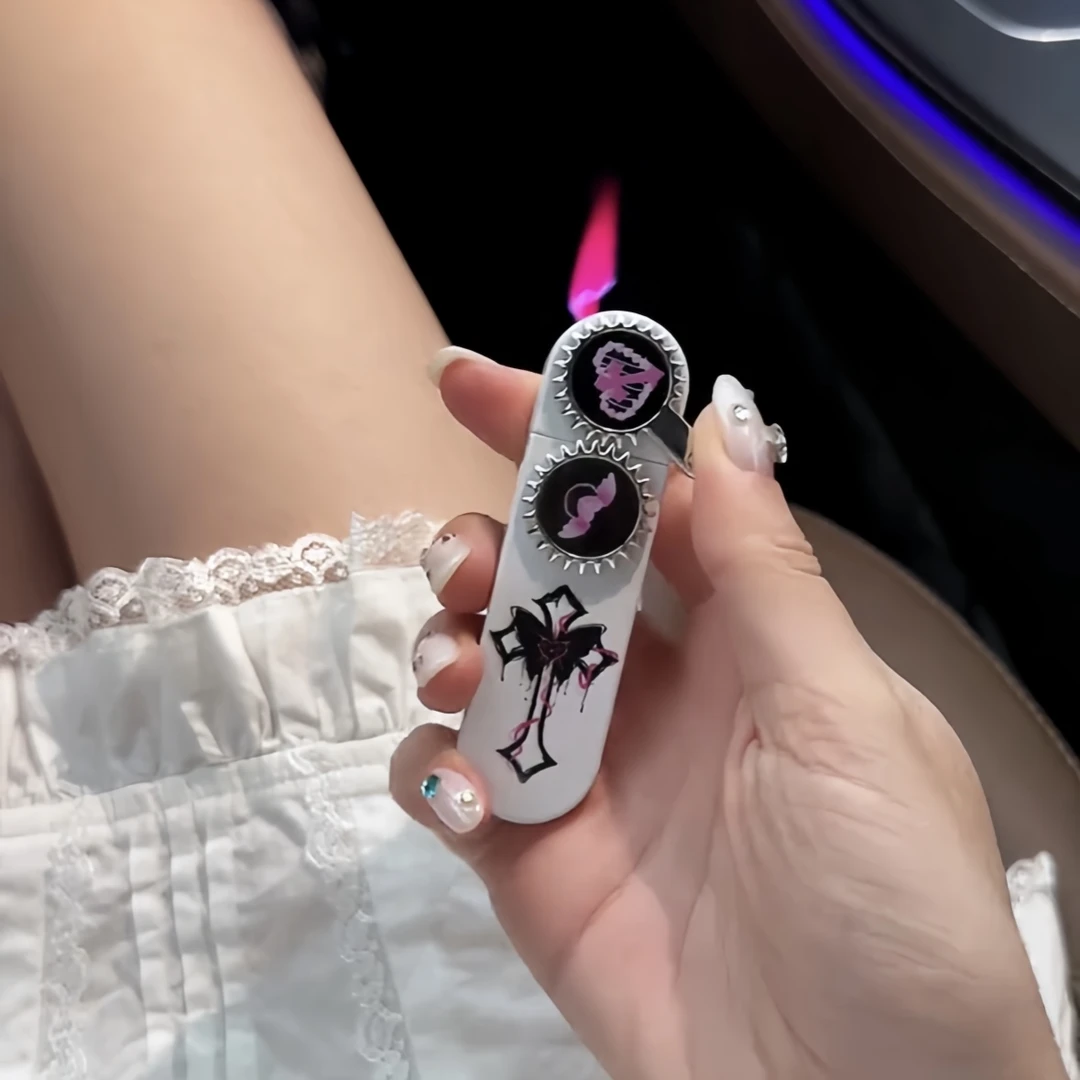 笑笑生/创意齿轮克罗心少女心网红高级感防风粉焰打火机男女礼物