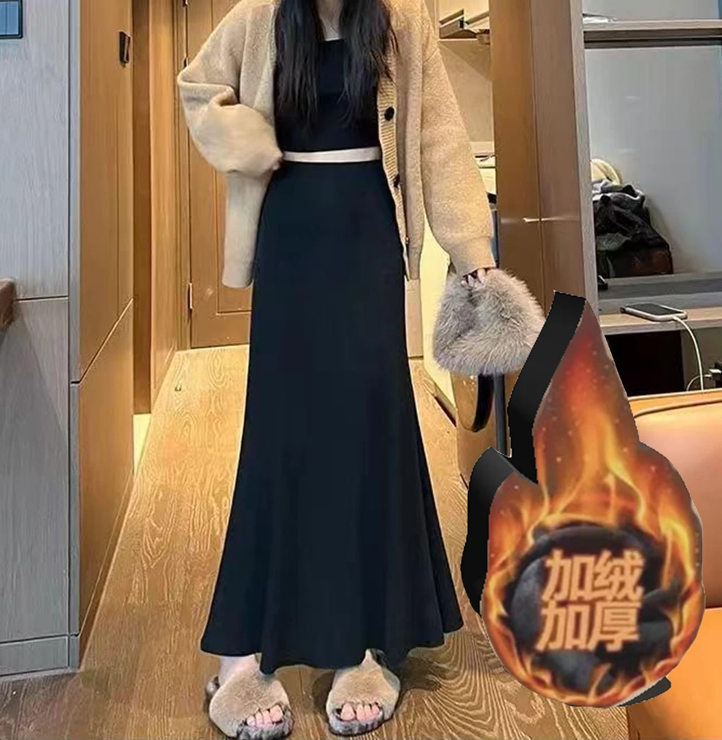 加绒【空气棉 两个裙长】鱼尾半身裙女冬季2025新款高腰显瘦a字裙子
