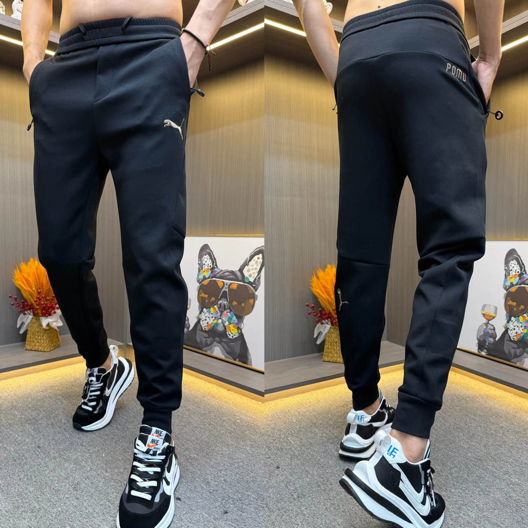 加厚修身透气中腰潮休闲裤秋季刺绣运动裤卫裤冬季017-1