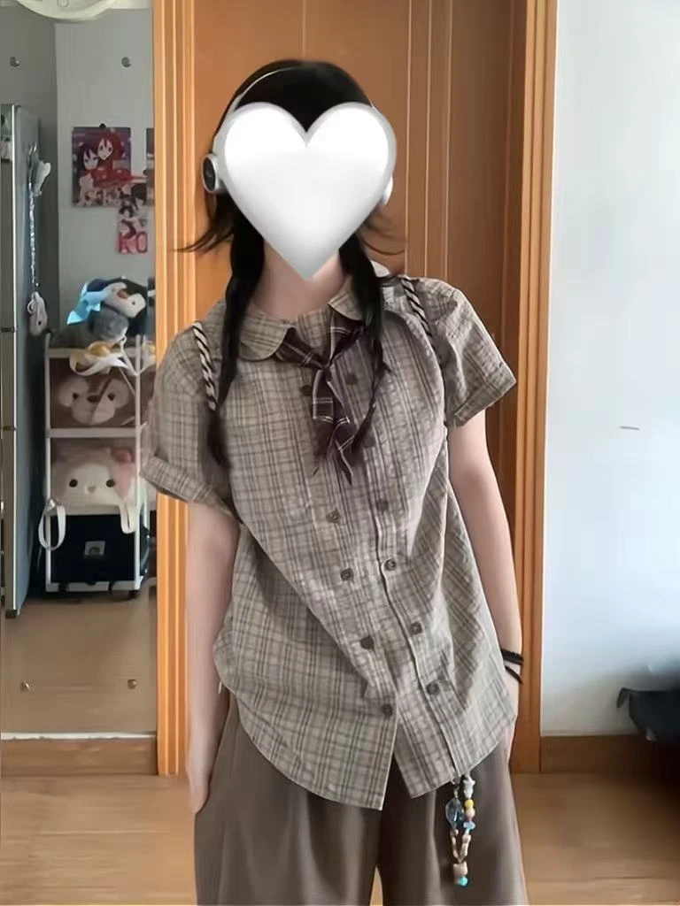 复古休闲短袖衬衫＋山本短裤胖MM夏季减龄复古穿搭一整套