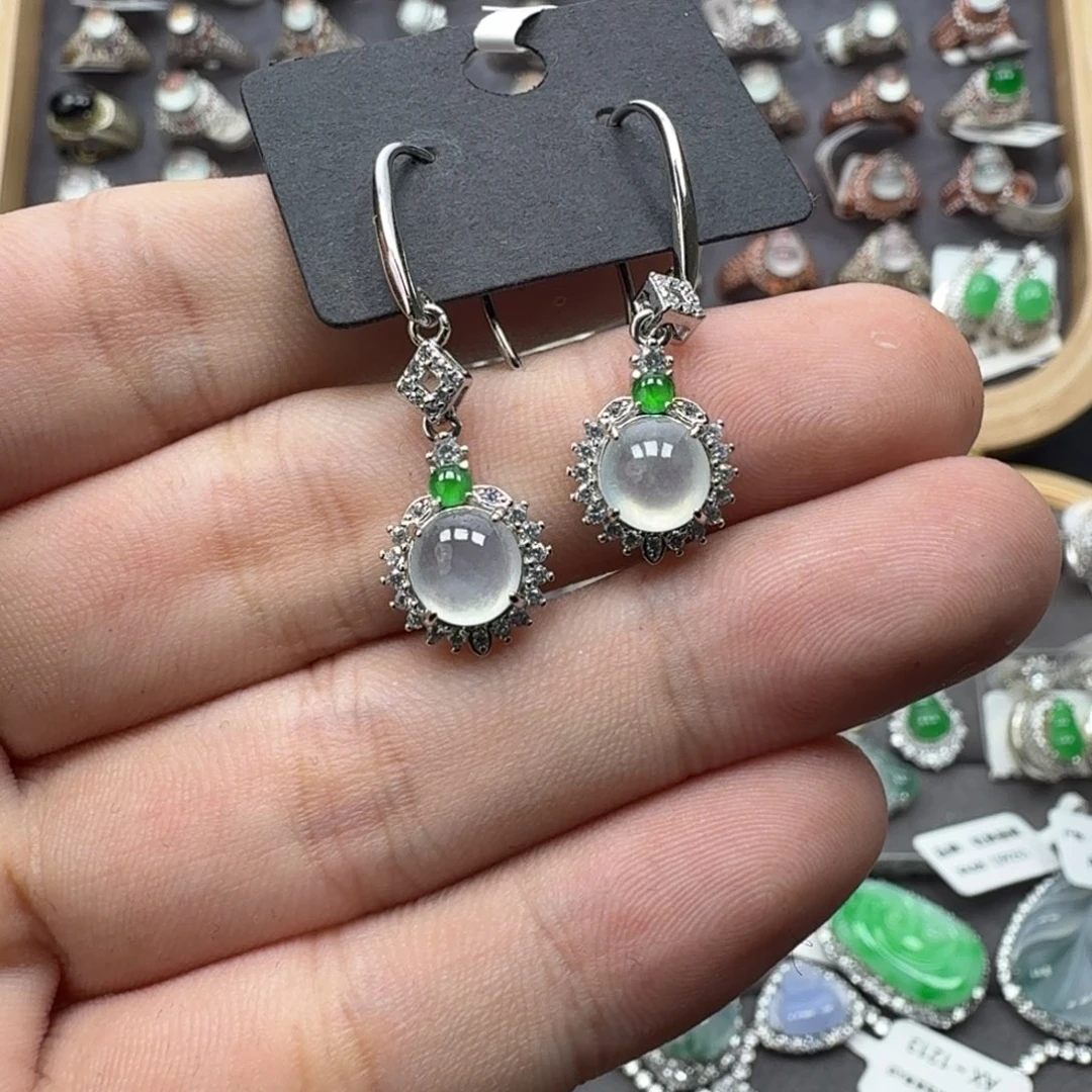 翡翠银S925镶嵌戒指天然缅甸翡翠A货