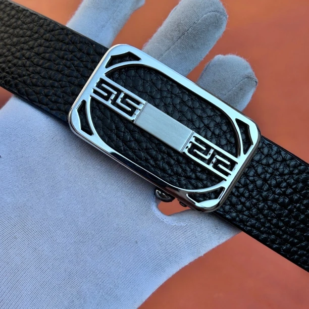 304不锈钢无孔无牙自动扣意大利黄牛背单层无夹层男士裤腰带真皮