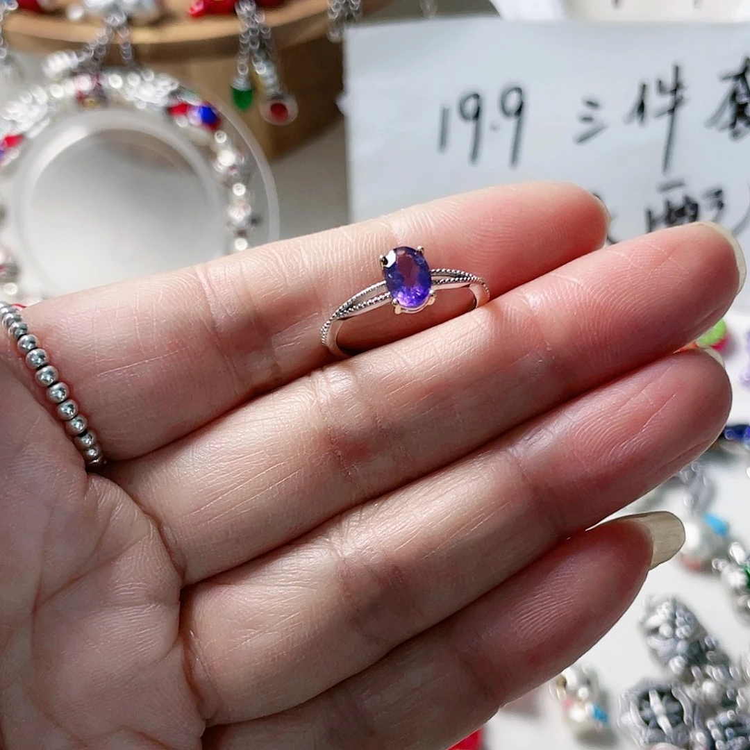 珐琅吊坠足银戒指