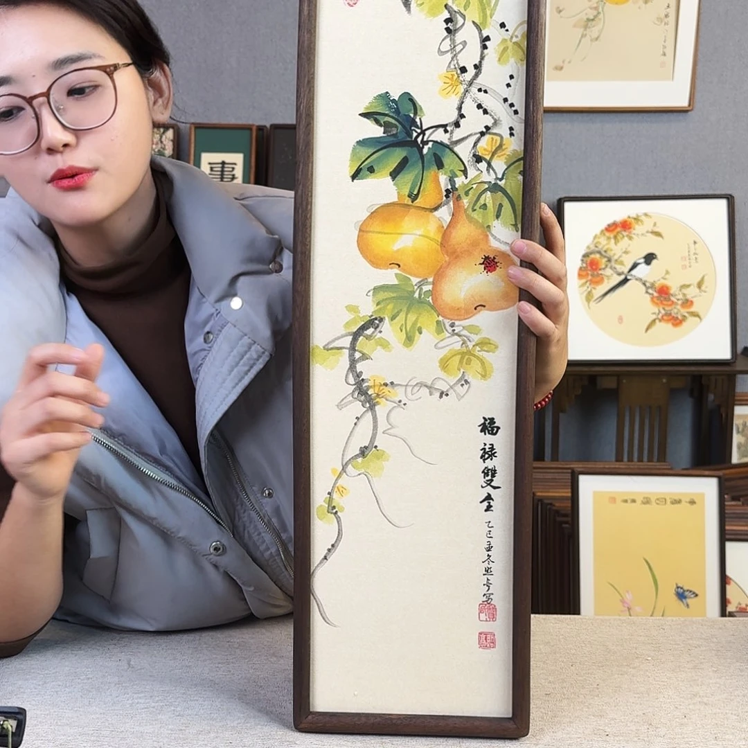 书法手绘带框尺寸：20*70