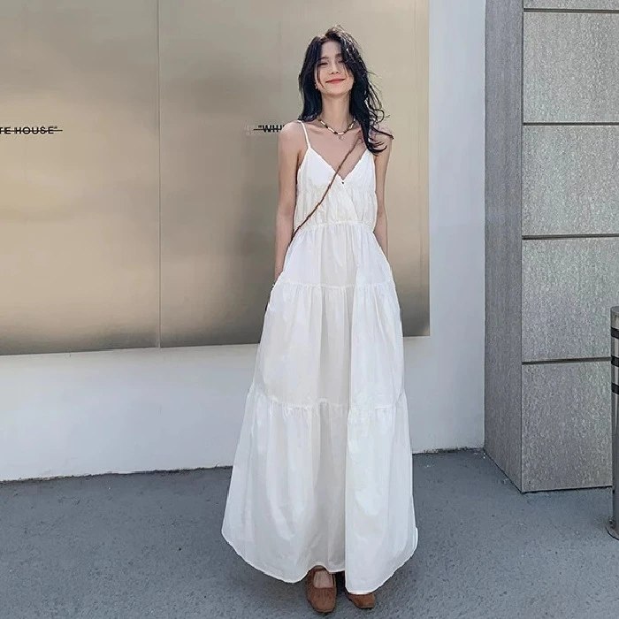 改良款下单前请看实物海边度假风领吊带连衣裙女夏季新款绝美