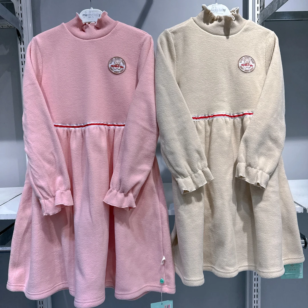 连衣裙秋冬季长袖女裙卡通刺绣家秋冬保暖中长款时尚