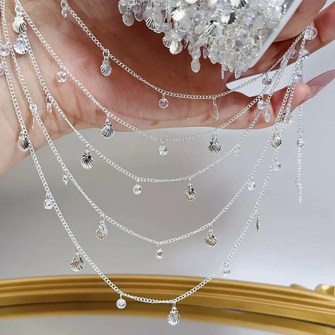 编号382 银白色拾贝少女 百搭链条