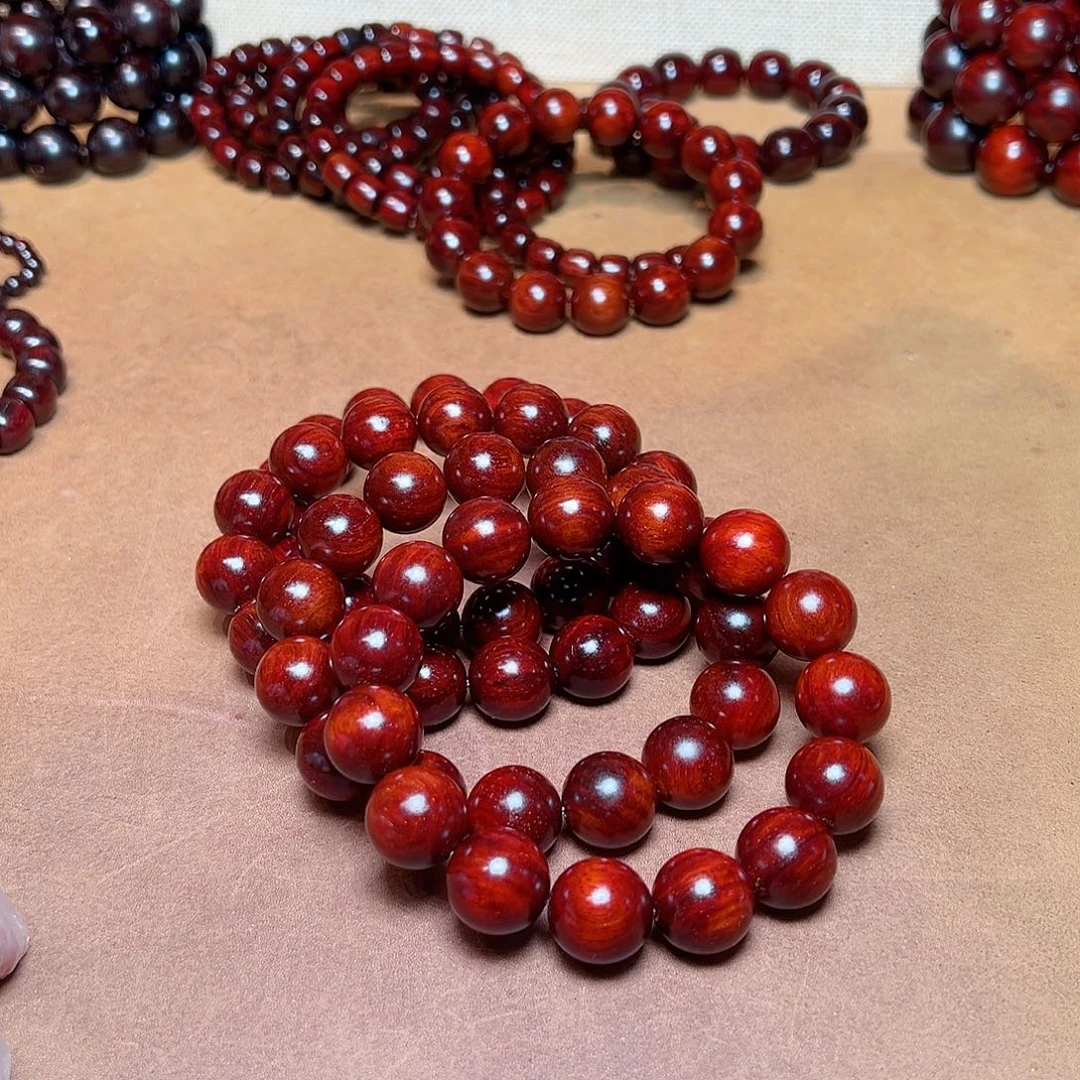小叶紫檀手串/手链1.5帝王泥鳞底金星黑飘红