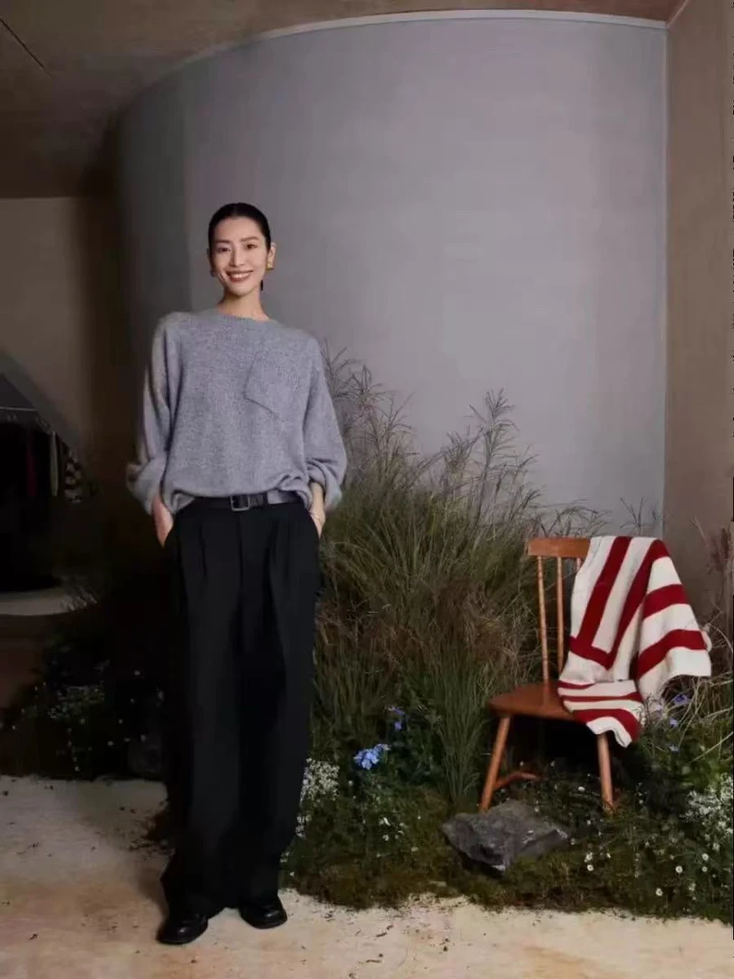 超模同款！重磅口袋套头毛衣女慵懒松弛感毛衣9089