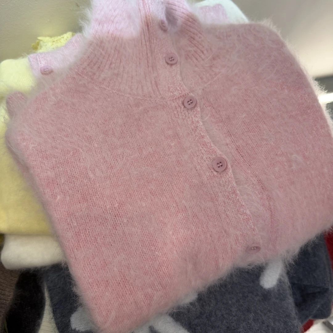 万人迷~100纯羊毛《衣长58胸围50》拉绒工艺高领毛衣女~FF-26