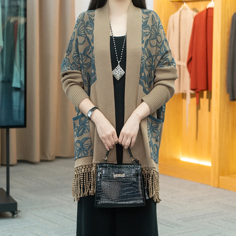 2025春季新款洋气休闲开衫短款外套时尚长款外披百搭针织2409-159