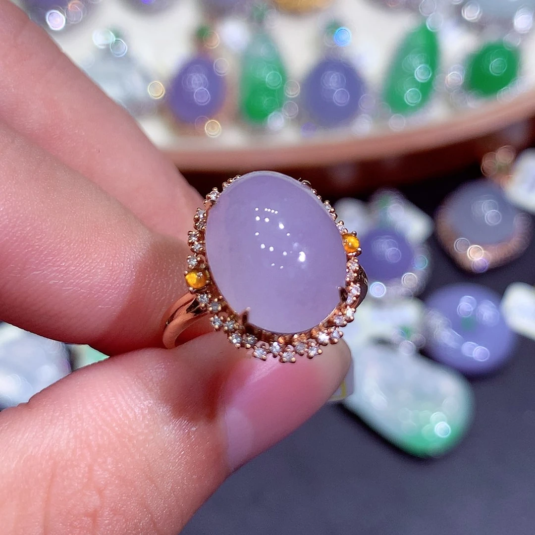 吊坠(不含链)18K金镶嵌翡翠