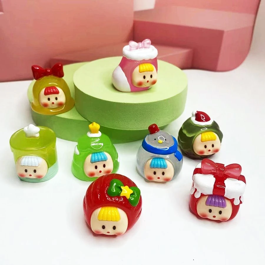 直播拆】许愿对对碰夜光圣诞多妹diy卡通可爱潮玩车载摆件桌面饰品