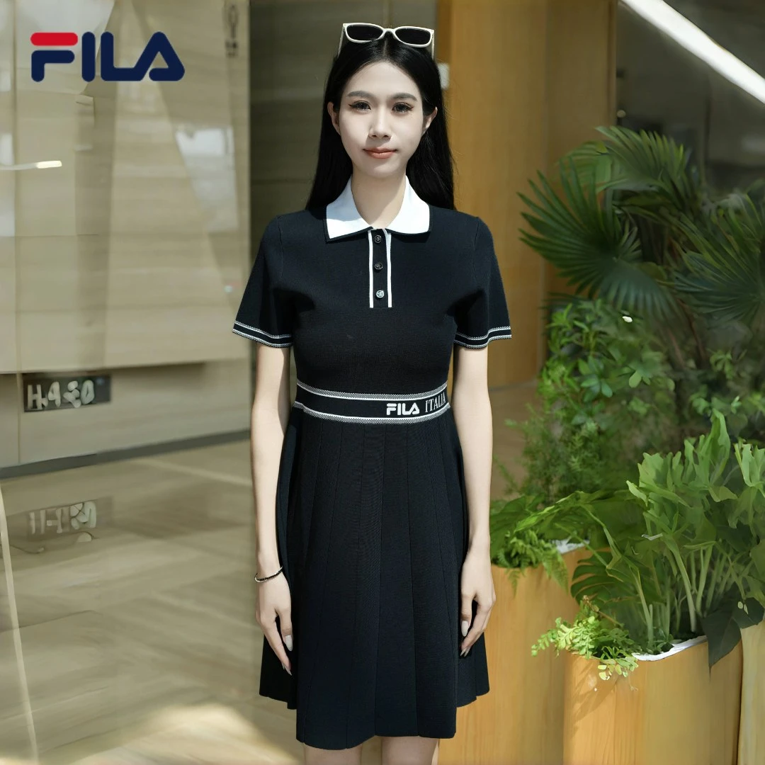 Fila/斐乐女士连衣裙夏季新款时尚百搭收腰显瘦连衣裙休闲百搭