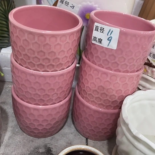 多肉绿植陶瓷花盆9.9包邮，有孔