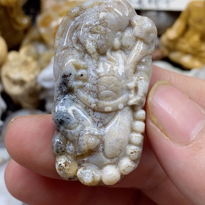 颈饰未镶嵌硅化珊瑚（珊瑚玉）小