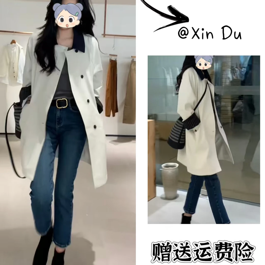 2025秋季新款时尚显瘦气质女士网红洋气风衣百搭款D22689