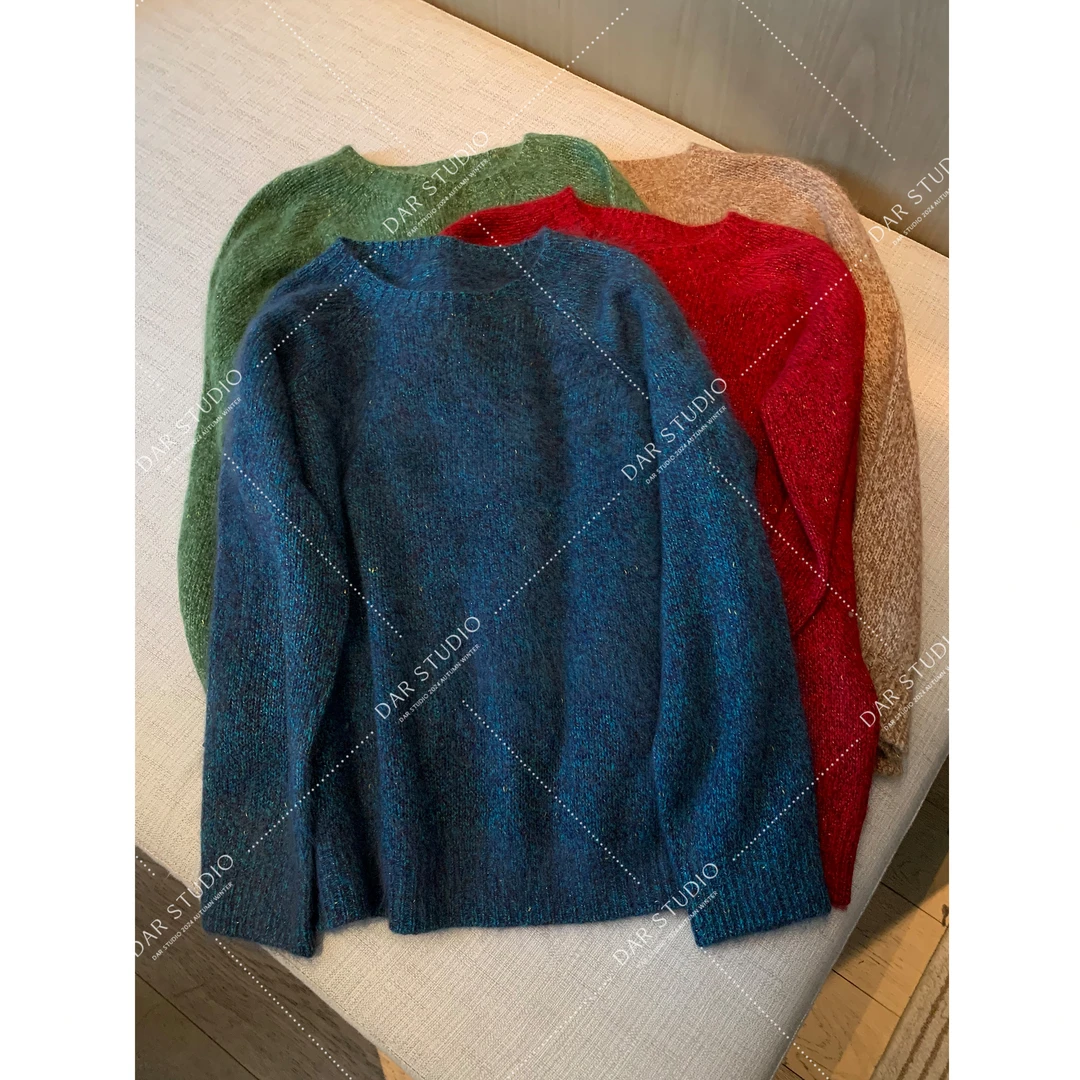 DAR STUDIO 【闪闪毛衣】2025冬季山羊绒绵羊毛套头宽松慵懒风毛衣