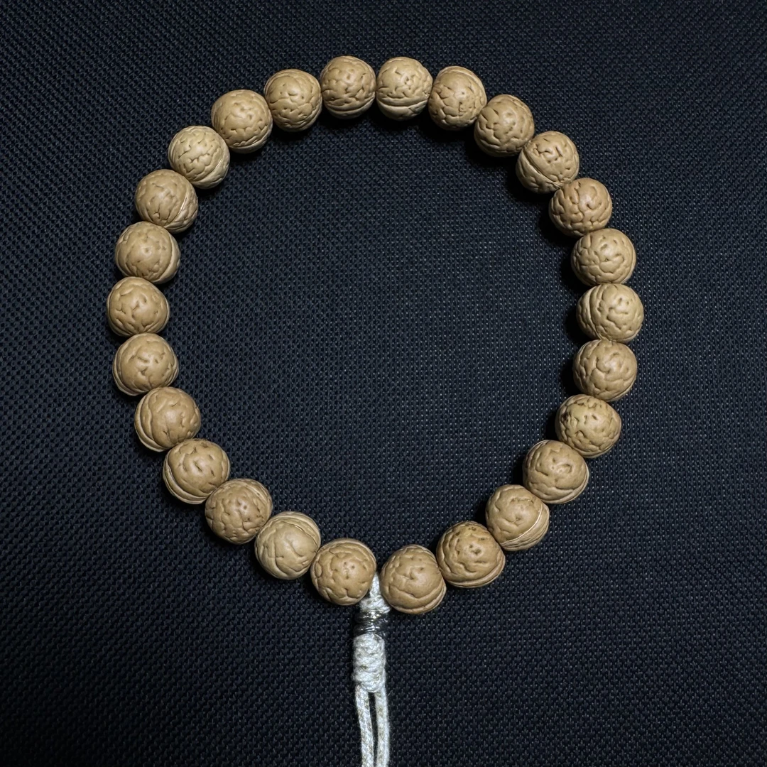 S9761【原生态矮桩奶油】桃核单圈文玩手串（送工具）