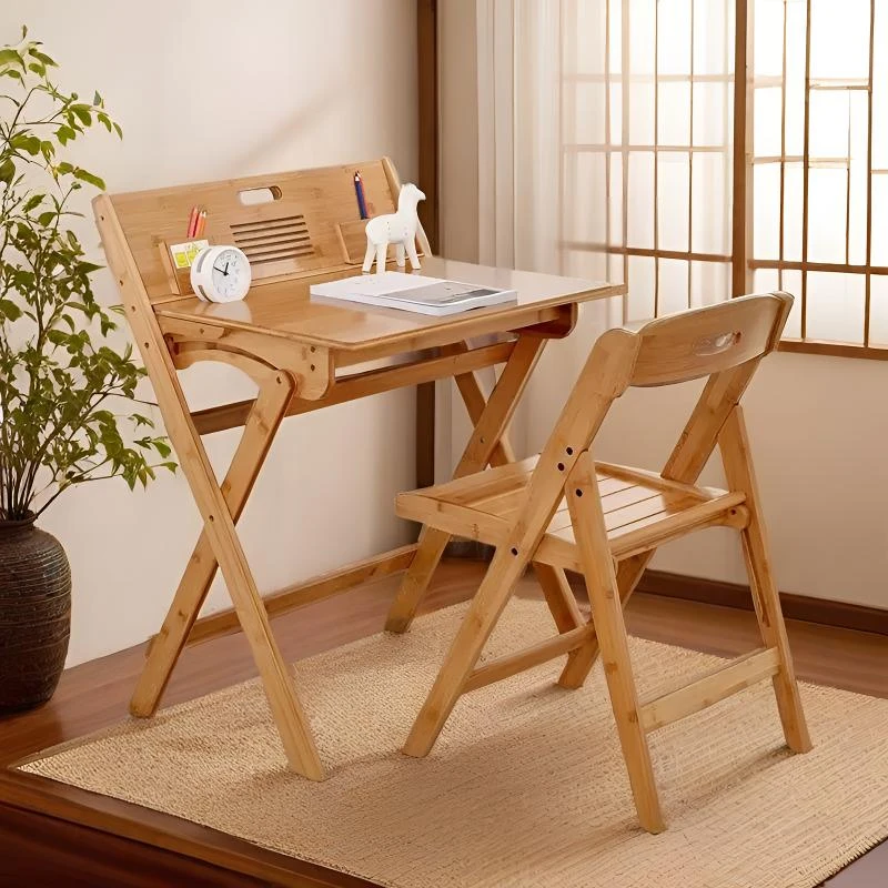 折叠书桌楠竹办公桌简约现代电脑桌免安装学习桌小户型写字书桌