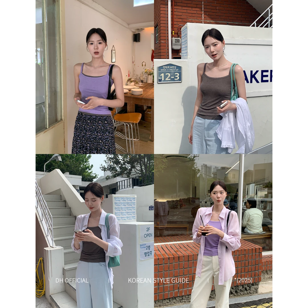 DHOFFICIAL夏日穿搭【夏日必备tops】桑蚕丝显瘦叠穿单品背心吊带