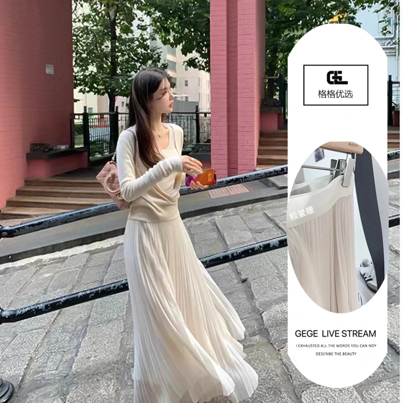 【 念风及你】 气质垂感百褶半身裙女春秋显瘦中长款风琴裙