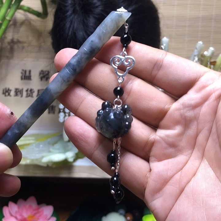 蛇纹石玉未镶嵌发饰