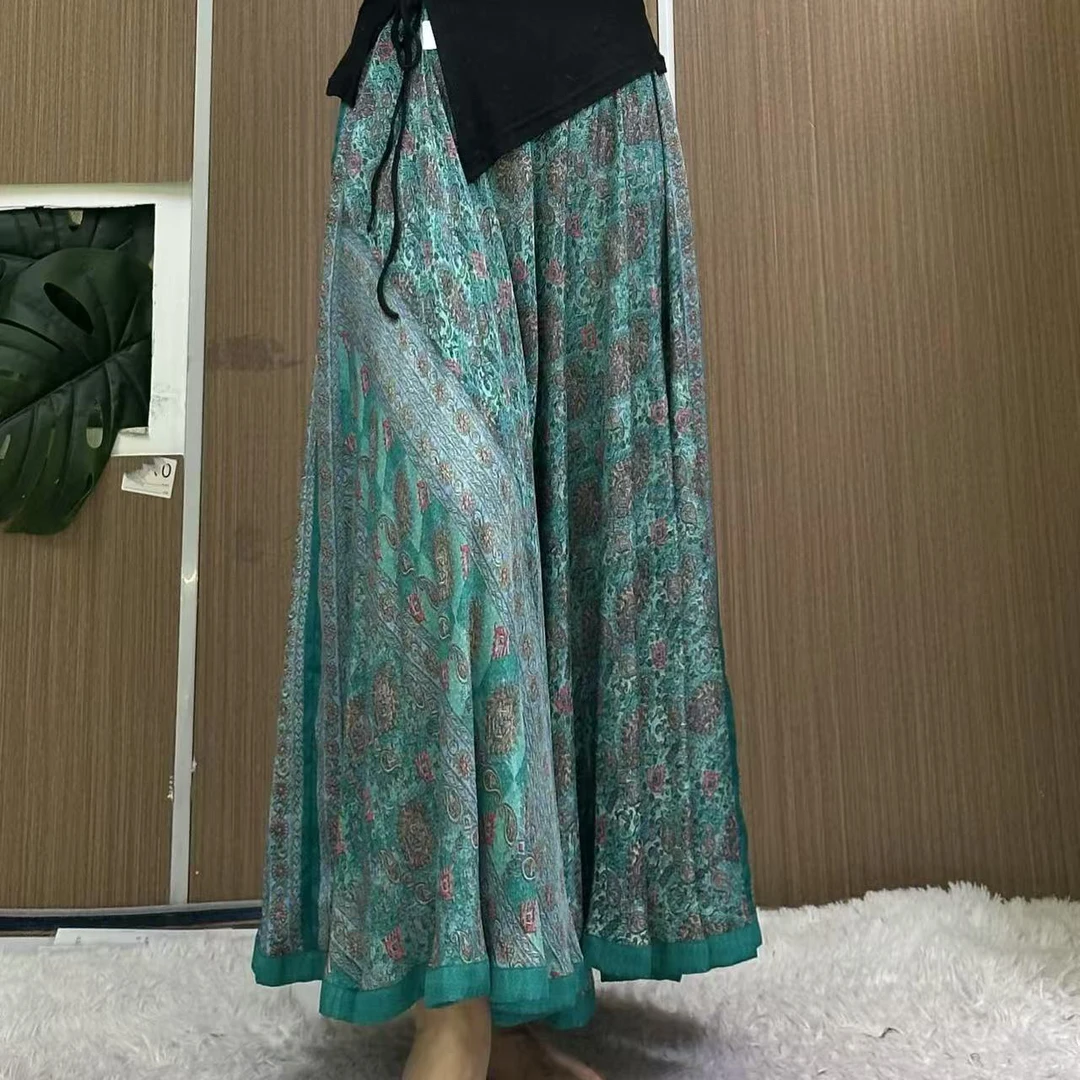 A195 蓝绿 尼泊尔高端大摆裙