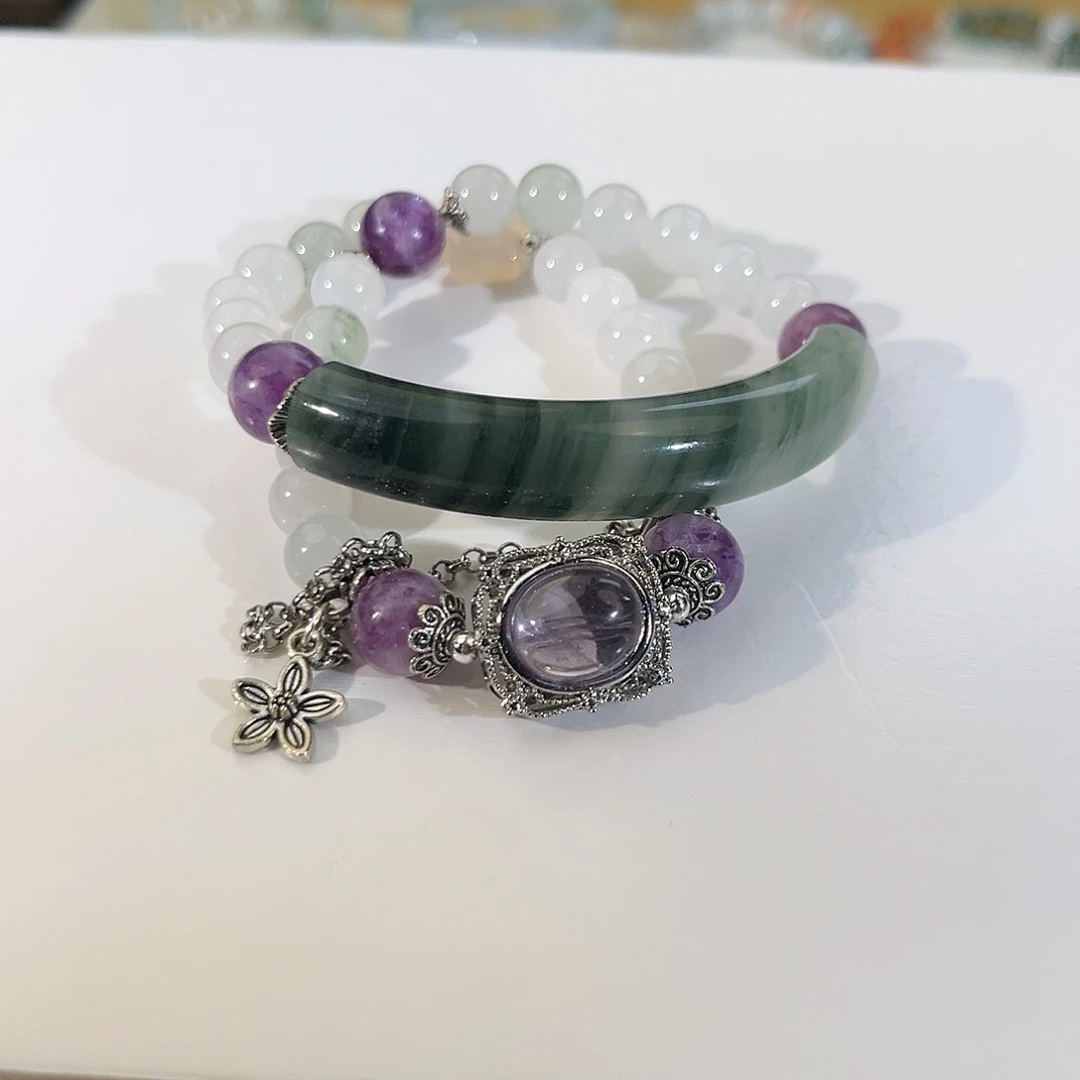 未镶嵌手链翡翠紫水双圈