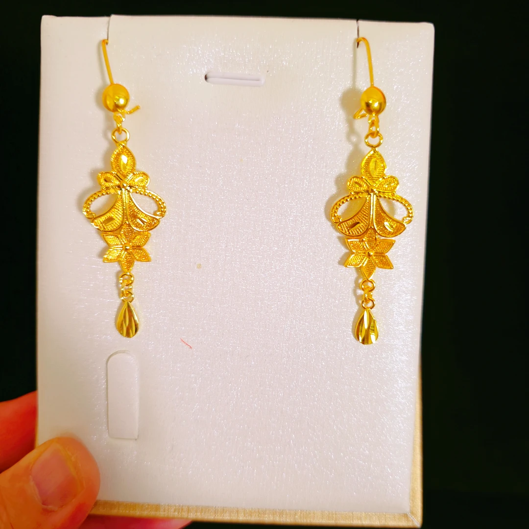 铜合金耳饰 金色民族风女爱心/水滴/铃铛耳环时尚女款金耳坠镶嵌