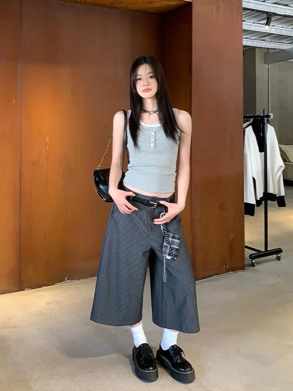 ZEMALA·美式简约款灰色七分裤