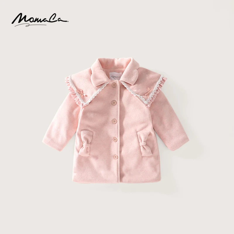 MOMOCO冬季新款女童时尚百搭休闲甜美呢外套75830126004