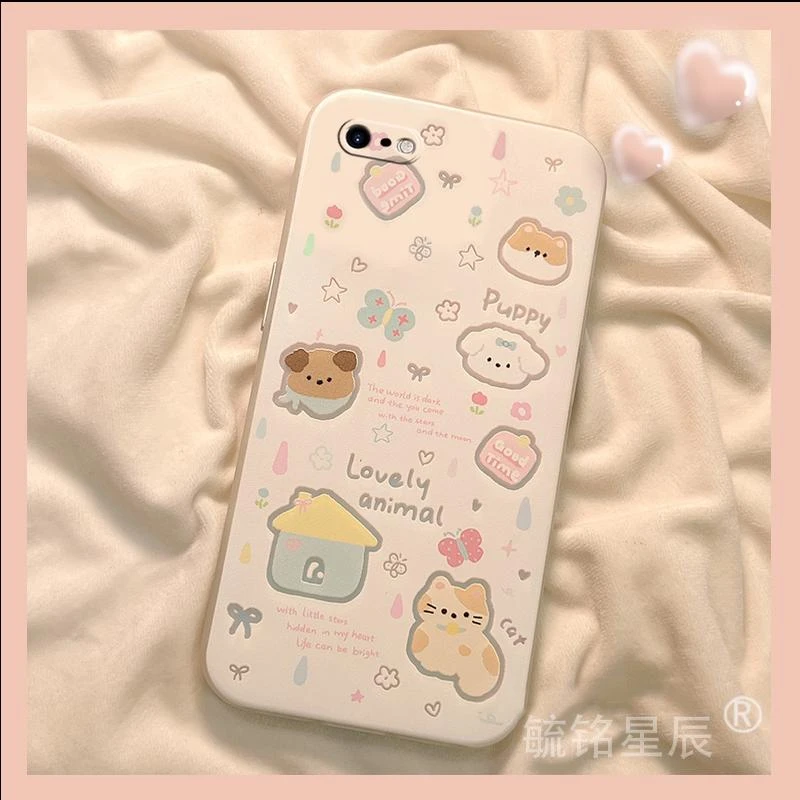 新款可爱卡通动物适用苹果x手机保护壳iPhone8Plus透明se3矽胶的2